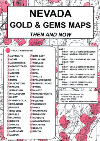 Buy map Nevada, Gold and Gems, 5-Map Set, Then and Now by Northwest Distributors
