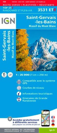Buy map St Gervais les Bains, Mont Blanc - Top25 - Waterproof