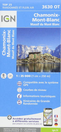 Buy map Hiking Map of Chamonix & Mont Blanc (Alps, France) - TOP 25 # 3630 OT