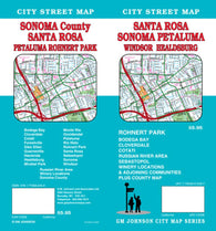 Buy map Santa Rosa, Sonoma, Petaluma, Windsor and Healdsburg, California by GM Johnson