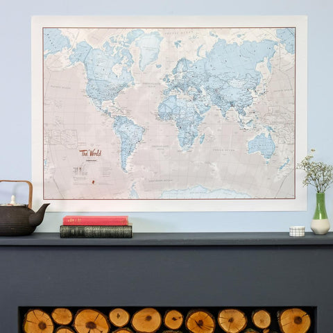 Buy map World as Art Aqua