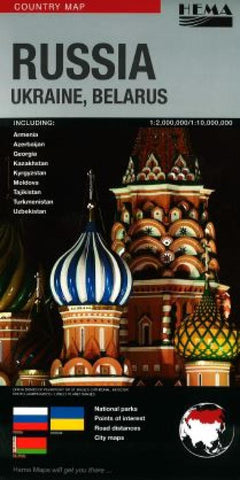 Buy map Russia, Ukraine and Belarus by Hema Maps