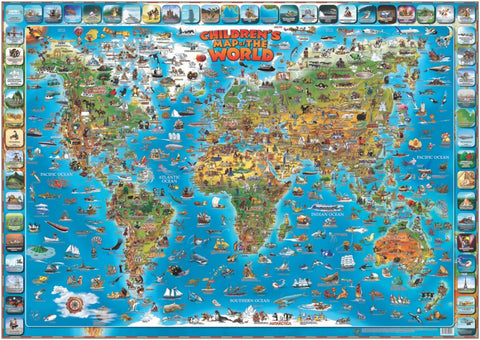 Buy map Dinos Illustrated Childrens Map of the World, 38 x 54
