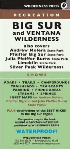 Buy map Big Sur and Ventana Wilderness Recreation Map by Wilderness Press