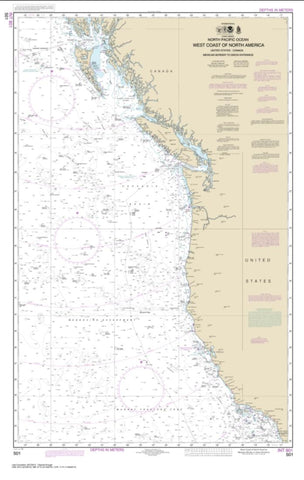 Buy map North Pacific Ocean West Coast Of North America Mexican Border To Dixon Entrance (501-13) by NOAA
