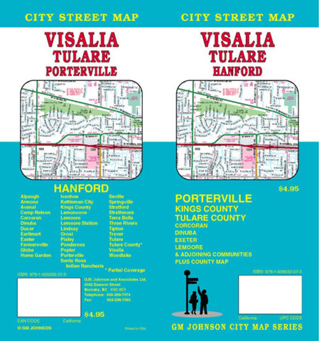 Buy map Visalia, Tulare and Hanford, California by GM Johnson
