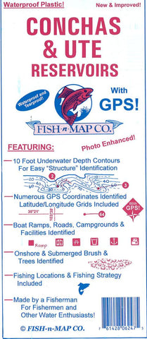 Buy map Conchas & Ute Reservoirs Fishing Map
