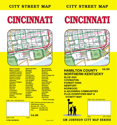 Buy map Cincinnati, Ohio by GM Johnson