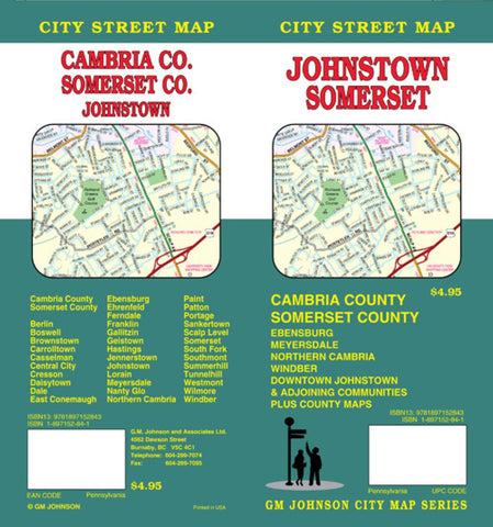 Buy map Johnstown, Somerset, Cambria and Somerset County, Pennsylvania by GM Johnson