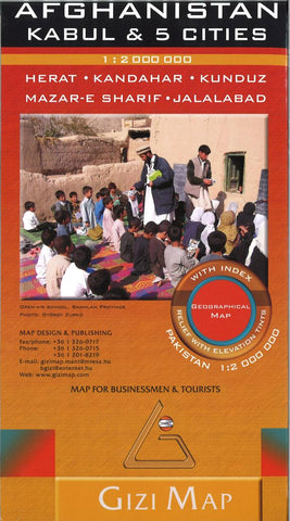 Buy map Afghanistan : Kabul & 5 Cities : Herat, Kandahar, Kunduz, Mazar-e Sharif, Jalalabdad