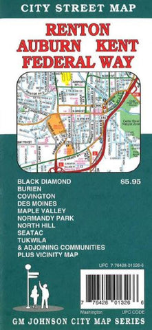 Buy map Renton, Auburn, Kent and Federal Way, Washington by GM Johnson