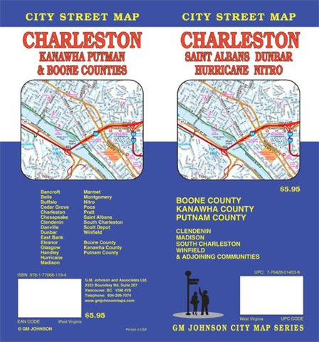 Buy map Charleston, Kanawha, Putnam, Boone, St Albans, West Virginia by GM Johnson