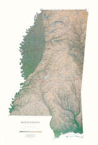 Buy map Mississippi, Physical, Laminated Wall Map by Raven Maps