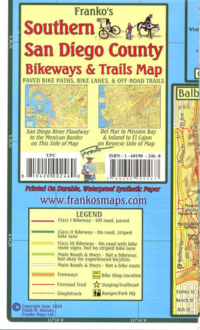 Buy map California Map, San Diego Bikeways, Southern, folded, 2010 by Frankos Maps Ltd.