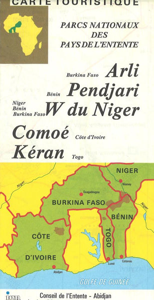Buy map Africa, West Natl Parks = Carte touristique, parcs nationaux des pays de lEntente : Arli, Burkina Faso-Pendjari, Bénin-W du Niger, Niger, Bénin, Burkina Faso-Comoé, Côte dIvoire-Kéran, Togo