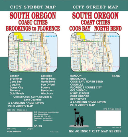 Buy map Oregon, South with Coast Cities, Coos Bay and North Bend by GM Johnson