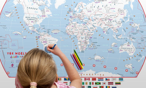 Buy map World, Doodle Map with Crayons by Maps International Ltd.