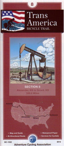Buy map TRANSAMERICA BICYCLE TRAIL #8 : Alexander, Kansas - Girard, Kansas