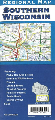 Buy map Wisconsin, Southern, Back Roads by GM Johnson