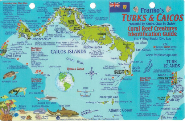 Buy map Turks ands Caicos Dive Map and Fish