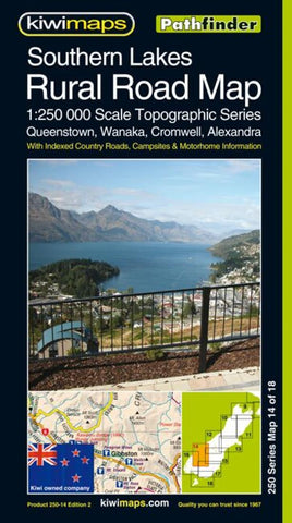 Buy map Southern Lakes Rural Roads, New Zealand, Topographic Map by Kiwi Maps