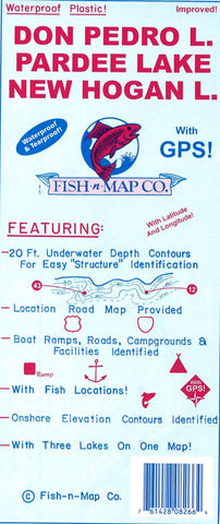 Buy map Don Pedro, Pardee, New Hogan Reservoirs Fishing Map