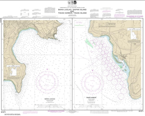 Buy map Commonwealth of the Northern Mariana Islands Bahia Laolao, Saipan Island and Tinian Harbor, Tinian Island (81071-8) by NOAA