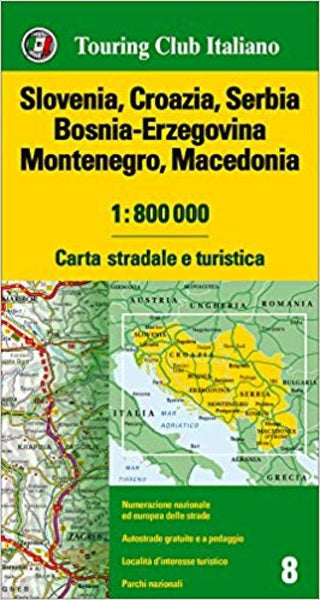 Buy map Slovenia, Croatia, Serbia, Bosnia-Erzegovina, Montenegro, and Macedonia Road and Tourist Map