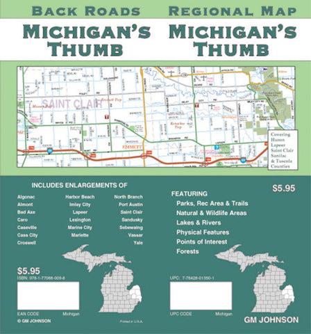 Buy map Michigans Thumb, Back Roads by GM Johnson