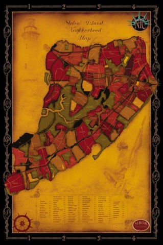 Buy map Staten Island Neighborhood Map : All 75 Seaworthy Neighborhoods Asail on Their Terrestrial Ship