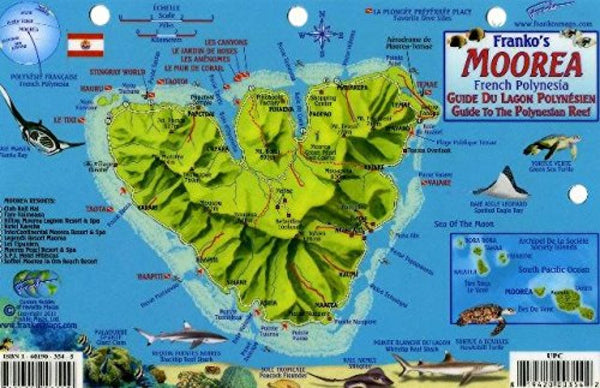 Buy map Frankos Moorea : French Polynesia : guide to the Polynesian Reef = fuide du Lagon Polynésien