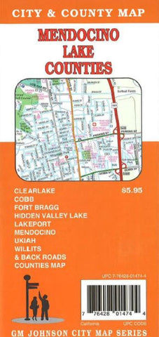 Buy map Mendocino and Lake Counties, California by GM Johnson
