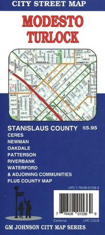 Buy map Modesto and Turlock, California by GM Johnson