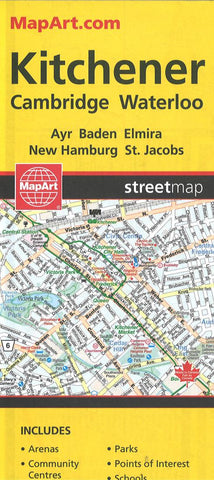 Buy map Kitchener : Cambridge : Waterloo : Ayr, Baden, Elmira, New Hamburg, St. Jacobs : streetmap