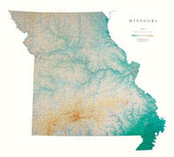 Buy map Missouri, Physical Wall Map by Raven Maps