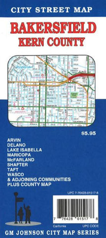 Buy map Bakersfield and Kern County, California by GM Johnson