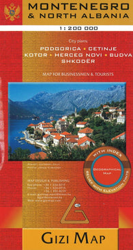 Buy map Montenegro & North Albania : 1:200,000 : city plans: Podgorica, Centinje, Kotor, Herceg Novi, Budva, Shkoder : geographical map