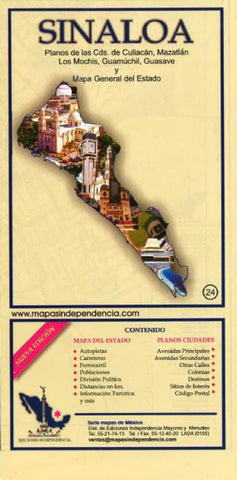 Buy map Sinaloa, Mexico, State and Major Cities Map by Ediciones Independencia