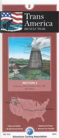 Buy map TRANSAMERICA BICYCLE TRAIL #2 : Coburg, Oregon - Baker City, Oregon (333 mi.)
