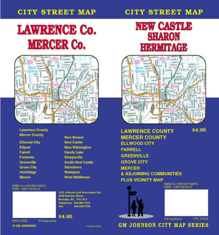 Buy map New Castle, Sharon, Hermitage, Lawrence and Mercer County, Pennsylvania by GM Johnson
