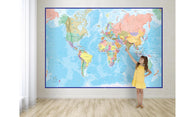 Buy map World Map with Blue Ocean - Mural