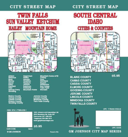 Buy map Twin Falls, Sun Valley, Ketchum, Idaho Falls and Pocatello, Idaho by GM Johnson