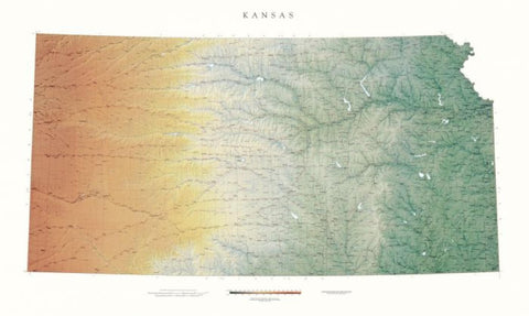 Buy map Kansas, Physical Wall Map by Raven Maps