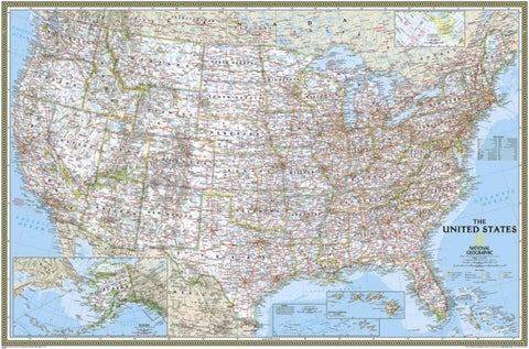 Buy map United States Classic Poster Size Wall Map - Laminated (36 x 24)