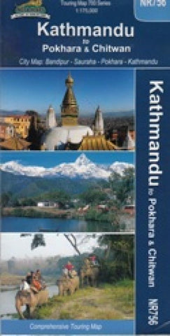 Buy map Kathmandu to Pokhara & Chitwan, Nepal Touring Map