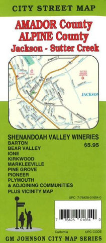 Buy map Amador and Apline County, California including Jackson and Sutter Creek by GM Johnson