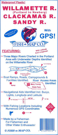 Buy map Willamette River, Clackamas River, & Sandy River Fishing Map