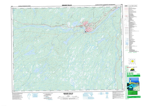 002D13 Grand Falls Canadian topographic map, 1:50,000 scale