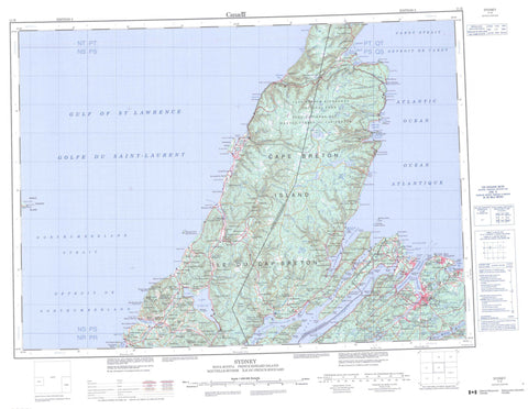 011K Sydney Canadian topographic map, 1:250,000 scale