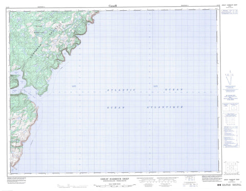 012I08 Great Harbour Deep Canadian topographic map, 1:50,000 scale